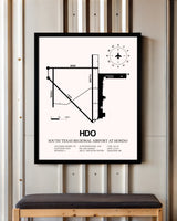 South Texas Regional Airport At Hondo framed poster displayed in an airplane hangar