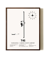 Panhandle-Carson County Airport aviation print in walnut frame