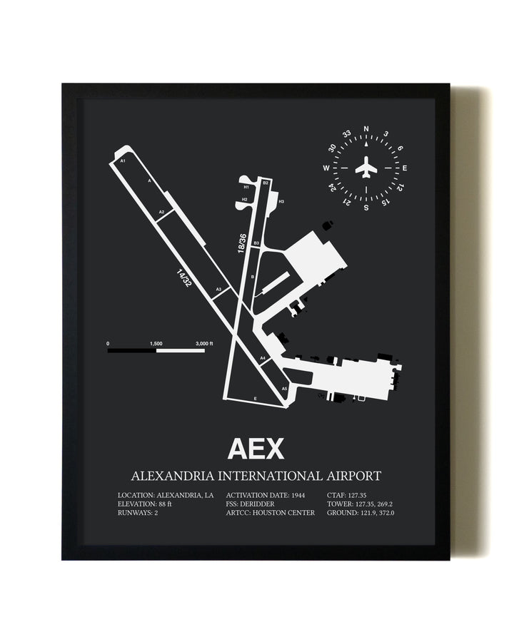 Unframed Alexandria International Airport map print poster