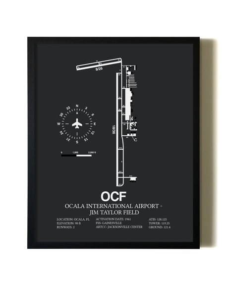 Unframed Ocala International Airport-Jim Taylor Field map print poster