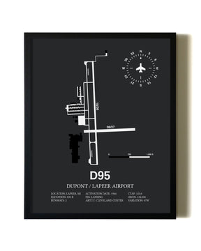 Unframed Dupont / Lapeer Airport map print poster