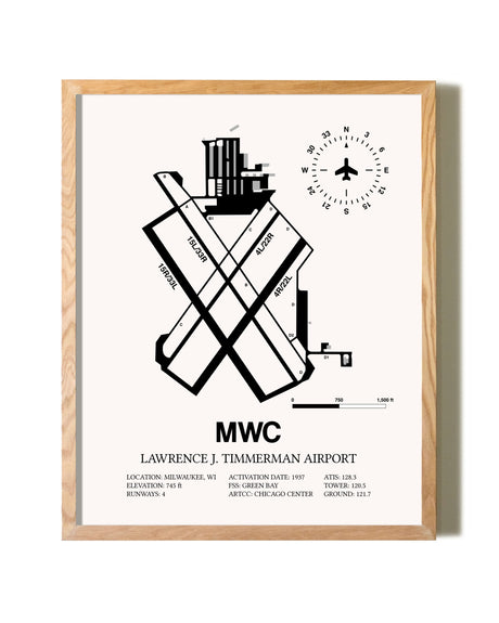 Lawrence J. Timmerman Airport framed print in natural wood frame