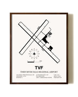 Thief River Falls Regional Airport aviation print in walnut frame