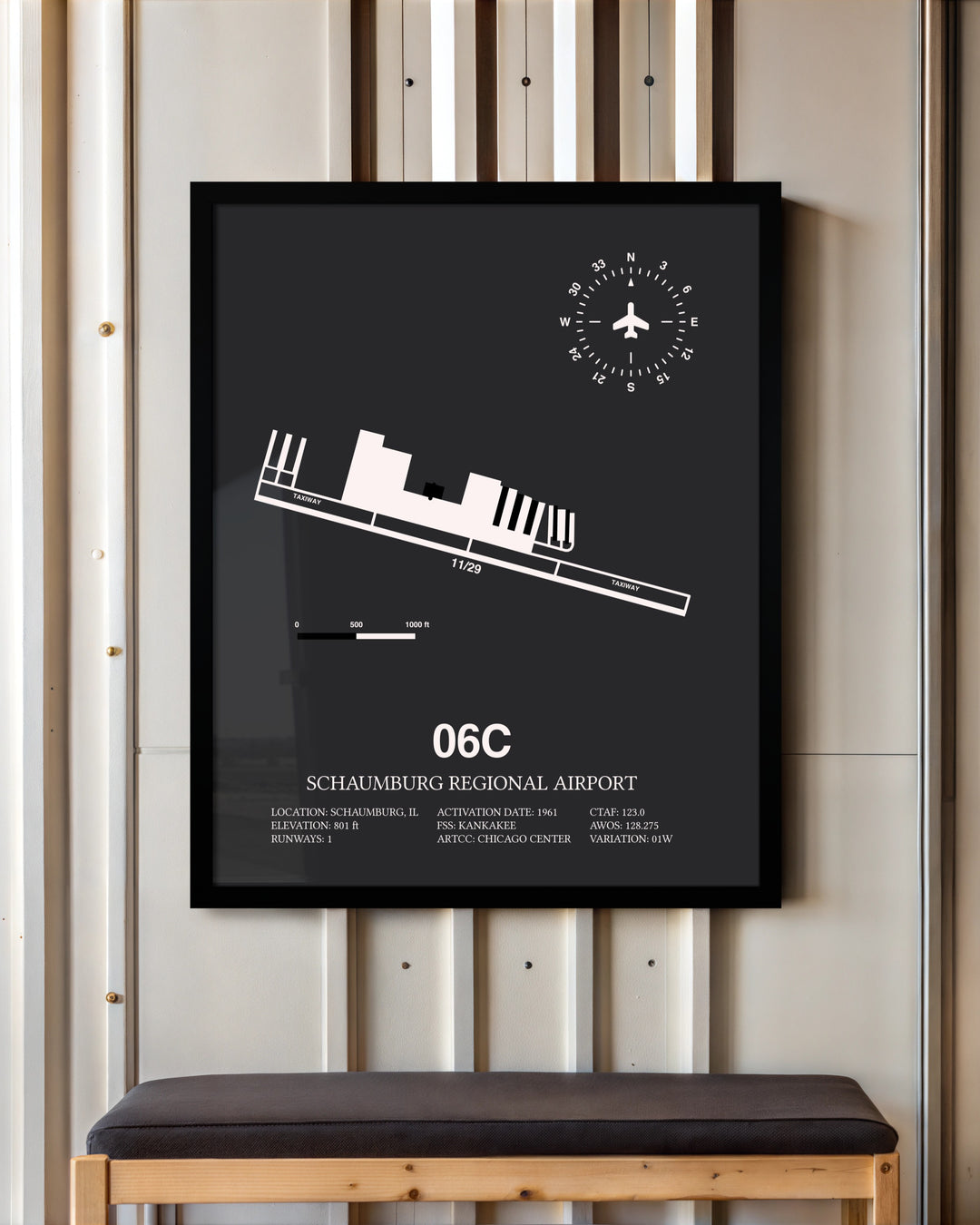 Frame color options for Schaumburg Regional Airport Wall Art