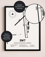 Framed Seward Municipal Airport layout wall art poster