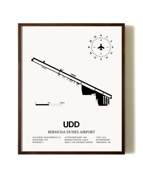 Bermuda Dunes Airport aviation print in walnut frame