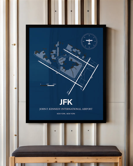 JFK Airport Map, John F. Kennedy International Airport, Color Print