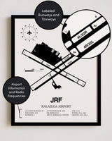 Framed Detailed Airport Map of Kalaeloa Airport (John Rodgers Field) (JRF) in White with a Black Frame
