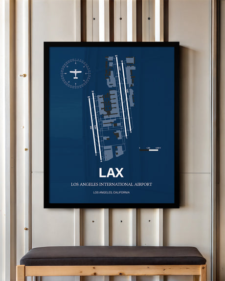 LAX Airport Map, Los Angeles International Airport, Color Print