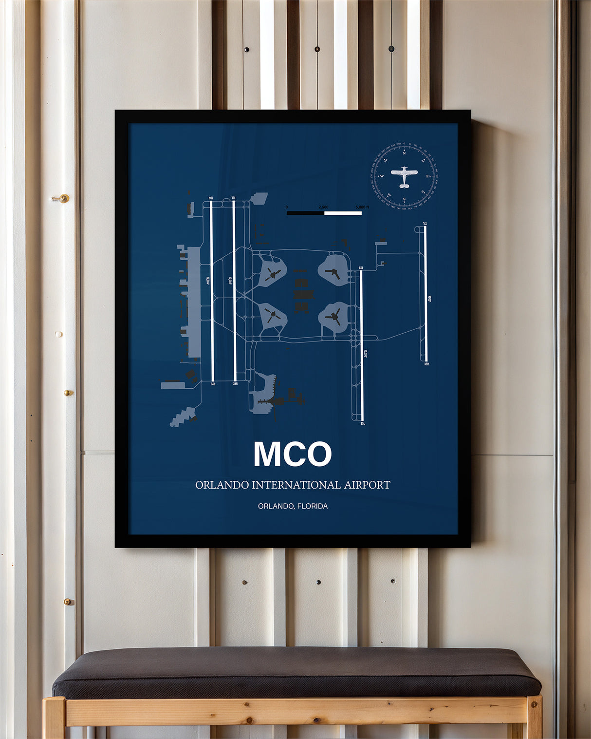 MCO Airport Map, Orlando International Airport, Color Print