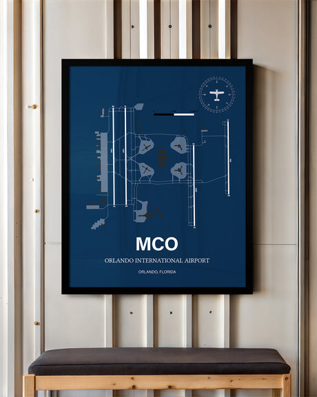 MCO Airport Map, Orlando International Airport, Color Print
