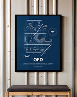 ORD Airport Map, Chicago O'Hare International Airport, Color Print