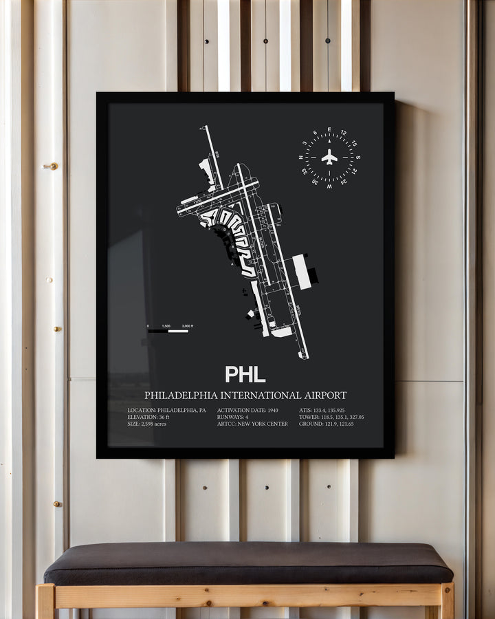 PHL Airport Map, Philadelphia International Airport Print