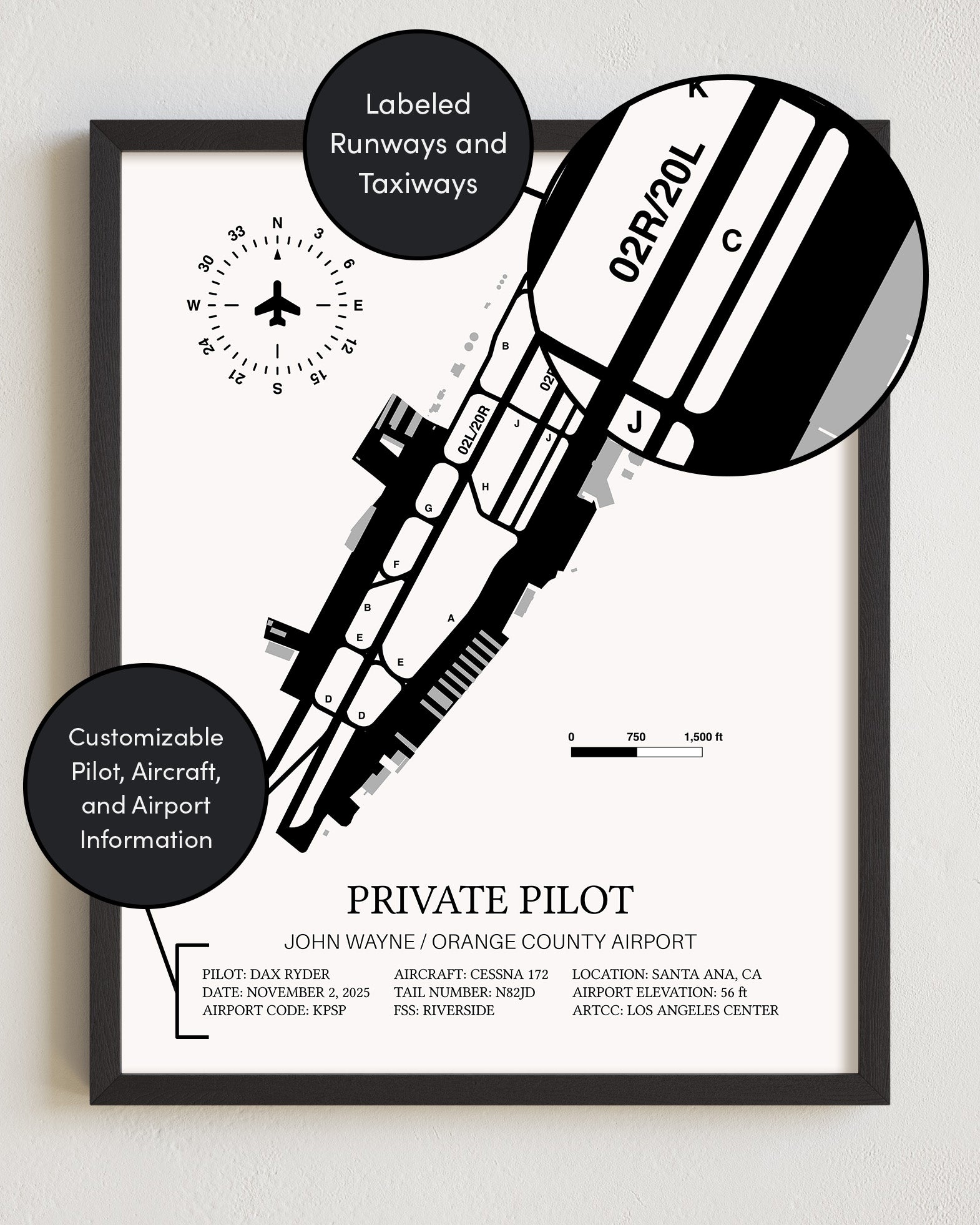 Custom First Solo Flight Print - Aviation Gift for Pilots