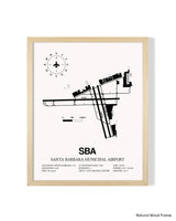 Detailed Airport Map of Santa Barbara Municipal Airport (SBA) in White with a Natural Frame
