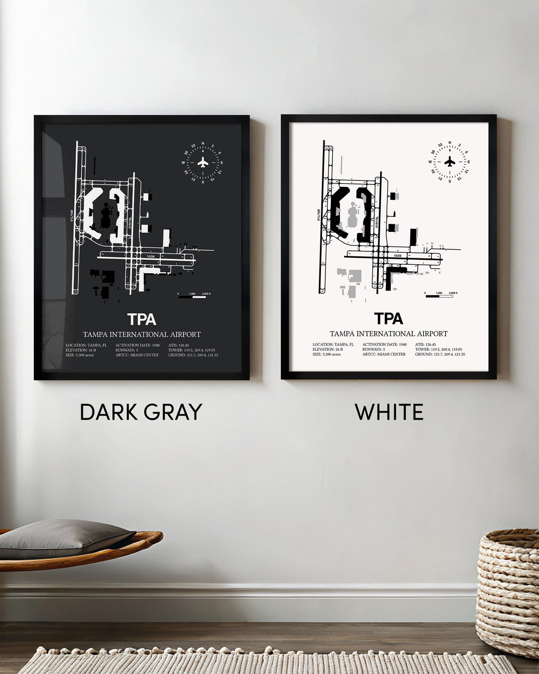 TPA Airport Map, Tampa International Airport Framed Print